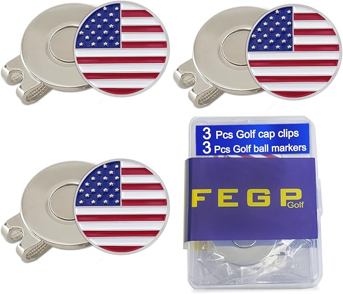 6 Pack Golf Ball Markers with Magnetic Hat Clips Value Sets - Soft Enamel Technique for Men Women Golfer, Removable Attaches Easily to Golf Cap Premium Gifts.