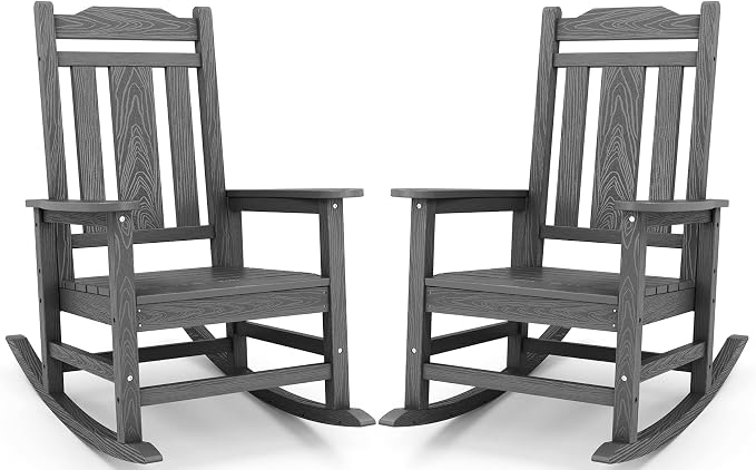 SERWALL Outdoor Rocking Chairs Set of 2, HDPE Porch Rocker Outdoor by SERWALL