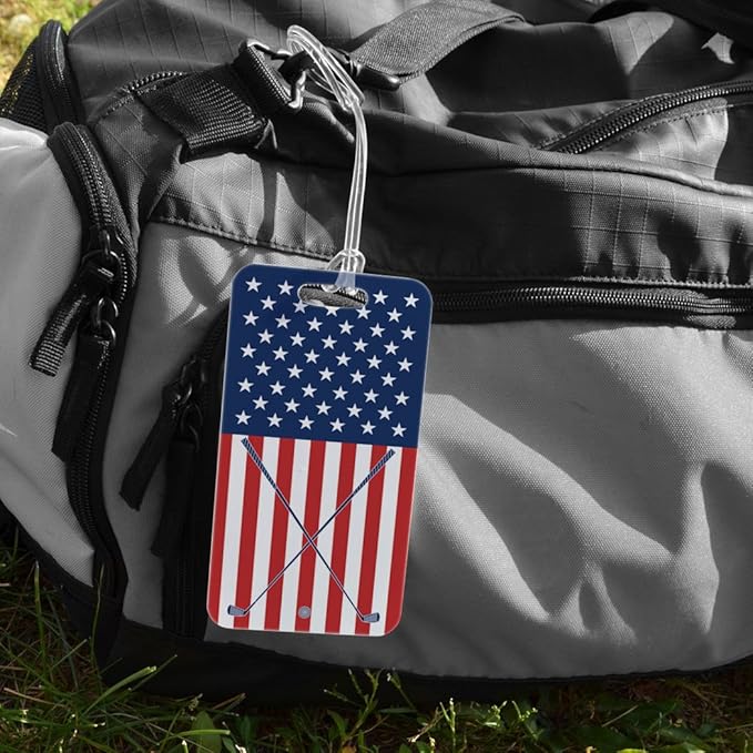 ChalkTalkSPORTS Golf Luggage & Bag Tag | USA Golfer | Custom Info on Back | Large