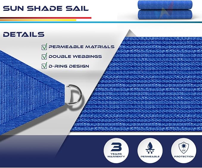 Windscreen4less 21' x 21' x 21' Sun Shade Sail Triangle Outdoor Canopy Cover UV - Image 3