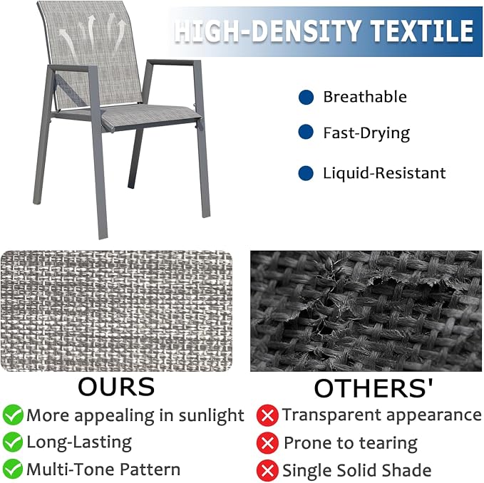 Outdoor Patio Chairs Set of 8, Lightweight Patio Set - Image 3