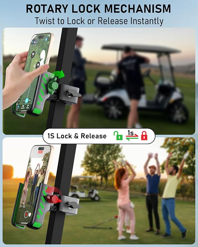 Golf Cart Phone Holder Mount, Golf Cart Accessories Essential Gift for Golfers Men Women, Fits EZGO Club Car Yamaha, Phone Caddy for iPhone Galaxy Pixel, 2025 Stocking Stuffers, for Men