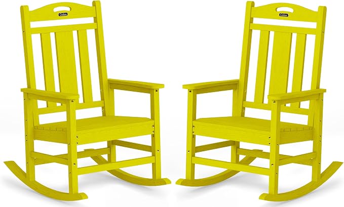 Oversized Outdoor Rocking Chairs Set of 2, 380lbs Heavy-Duty Large Patio Rocker by CIOKEA