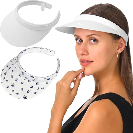 2 Pack Visor Women Men Sun Hat Clip On Visors Adjustable Sport Wide Brim Cap
