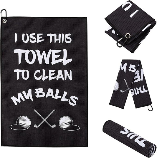 Golf Accessories Towel Gifts for Men -Funny Towel Cleaning Cloth with Clip for Bags Golf Balls & Clubs, Gifts for Him Golfer Husband Boyfriend Christmas Birthday Valentines Day Fathers Day Retirement