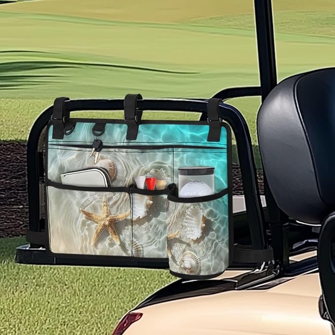 Beach Golf Cart Rear Seat Organizer Foldable Storage Bag for Club Car, Wheelchair and Walker