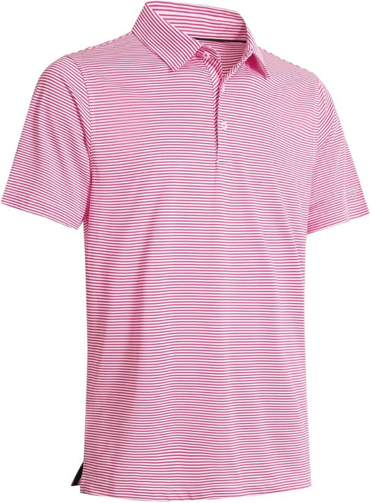 Golf Shirts for Men Dry Fit Short Sleeve Print Performance Moisture Wicking Polo Shirt