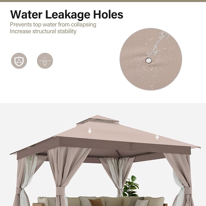 10'x10' Outdoor Gazebo, Metal Frame Heavy Duty Patio Canopy Tent Shelter - Image 8