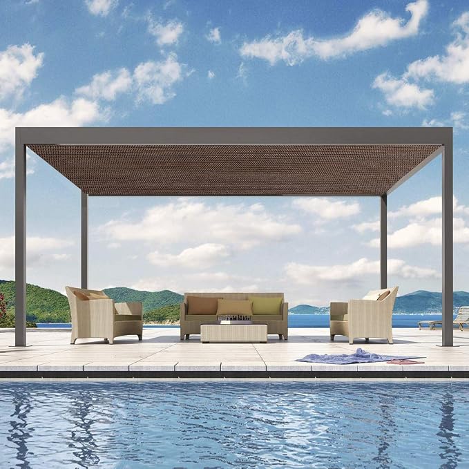 Eden's Decor Straight Flat-Edged Sun Shade Sail Rectangular 13' x 17' Brown - Image 7