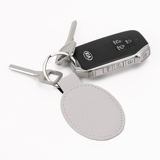 LaserGram Oval Keychain, Off Road Racer, Personalized Engraving Included (Golf White)