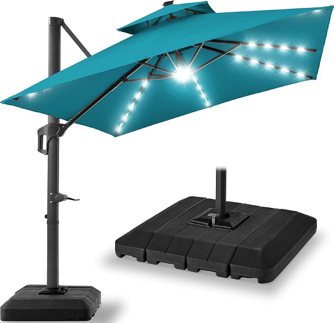 Best Choice Products 12x12ft LED Cantilever Patio Umbrella w/Base Included & by Unknown