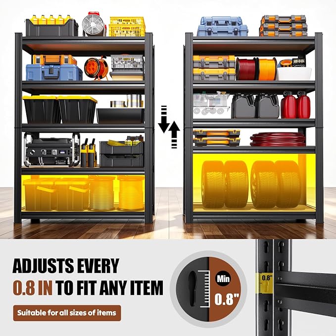 71.2" H Storage Shelves, 5 Tier Adjustable Wood Garage Shelving, Utility Tall - Image 5