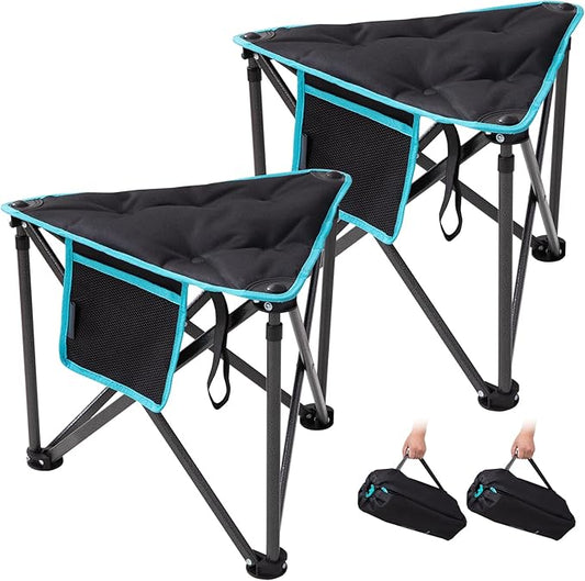 FUNDANGO Folding Tripod Stool, 2 Pack Lightweight Portable Fishing Chair with Thick Padded Seat, 440 Lbs Heavy Duty Outdoor Camping Chairs with Carry Bag for Walking Hunting Hiking Travel