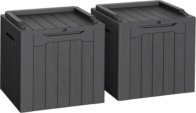 Flamaker 2 Pack Deck Box 31 Gallon Waterproof Resin Storage Box by Flamaker