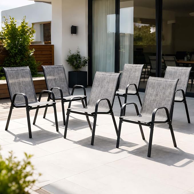 Majnesvon Outdoor Patio Chairs Set of 6, Stackable Patio Chairs, Front Porch by Majnesvon
