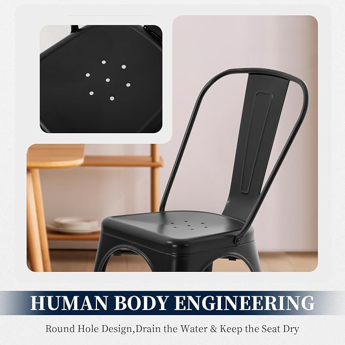 FDW | Metal Dining Chairs | Set of 4 - Image 8