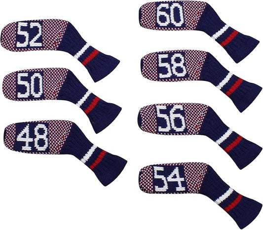 Scott Edward 1/7/10 Pcs Knitted Golf Club Head Covers for Irons Wedge Cuteness and Basically Socks Shape Washable Golf Club Head Protector on Pattern Style Double Sided Customized