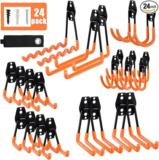 AOBEN Garage Hooks Heavy Duty, Steel Garage Storage Hooks, Utility Tool Hangers and Combinable Wall Mount Garage Hooks for Organizing Ladders, Bikes, Hoses, and More Equipment (Small J, 4 Pack)