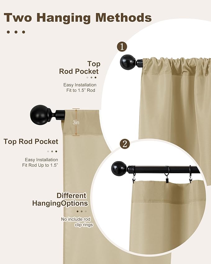 Outdoor Curtains for Patio Waterproof Rod Pocket 8 Pcs 54x95 Inch Cream | - Image 3