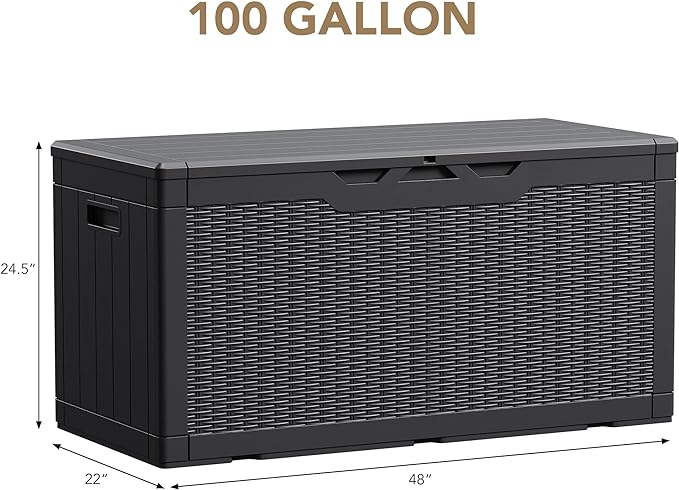 Devoko 100 Gallon Waterproof Resin Deck Box, Large Outdoor Storage Box | Indoor - Image 7