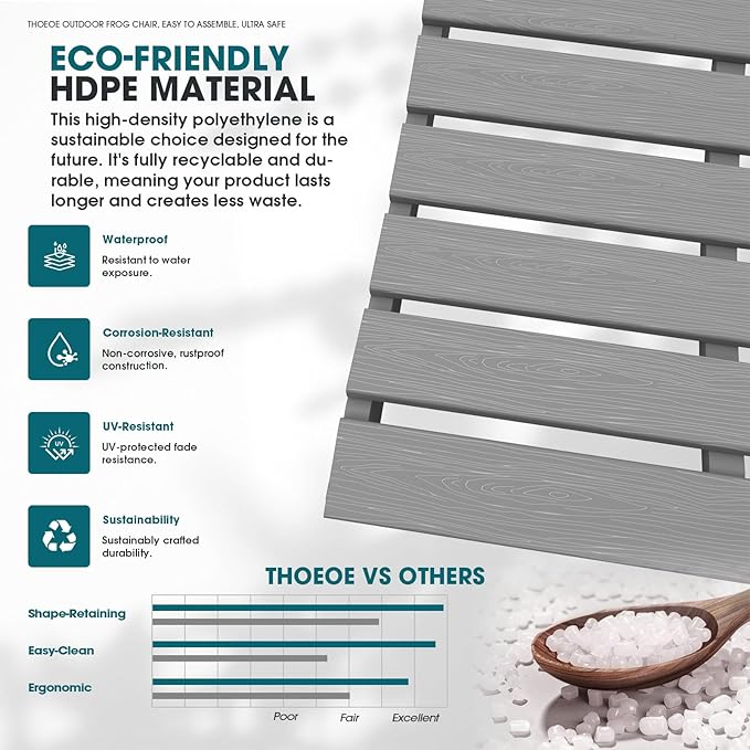 THOEOE Stackable Adirondack Chair Set of 6, Fire Pit Chairs, Space Saving - Image 5