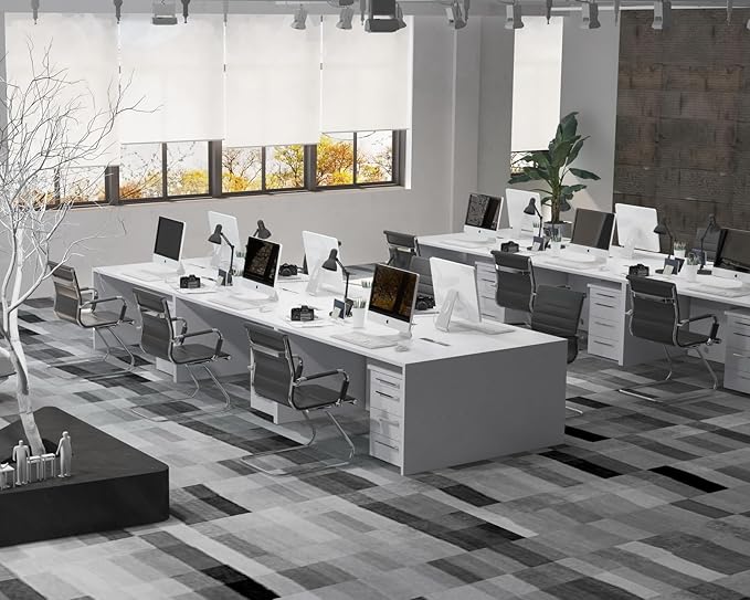 CIMOTA Waiting Room Chairs Leather Office Guest Chair Mid Back Reception Chairs with Sled Base for Meeting/Patient/Conference Room, Black Set of 2