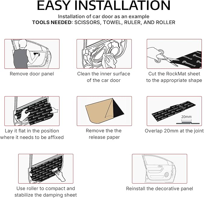 Rockville RockMat 15-15 15 Sq Ft Butyl Sound Deadening Mat 1.5MM 60 Mil, Aluminum Foil Backing, Vibration and Noise Damping for Car Truck Van RV Marine and Audio Installations