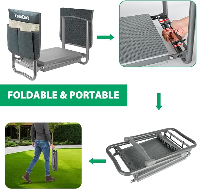TomCare Garden Kneeler and Seat, 11.12" Kneeling Pad Sturdy Garden Bench - Image 6