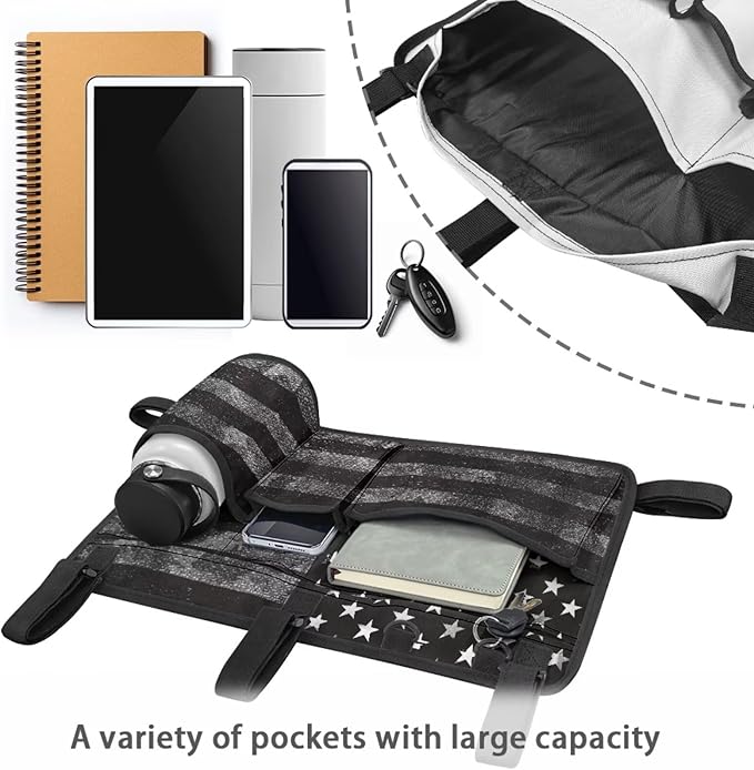American Flag Golf Cart Bag, Golf Cart Rear Seat Organizer with Open Pockets for Golf Balls & Bottles