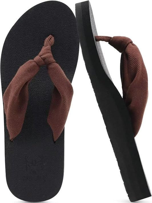 KuaiLu Flip Flops for Women with Arch Support Yoga Mat Comfortable Summer Beach Walking Thong Cushion Sandals Slip On Indoor Outdoor