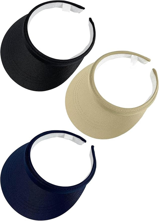 3 Pack Sports Sun Visor Hat Women Men Adjustable Clip On Visors Outdoor Golf Beach Cap