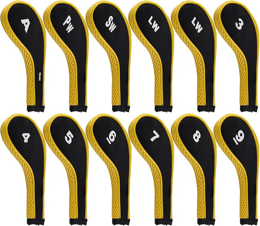 Andux Number Print Golf Iron Club Head Covers Long Neck with Zipper 12pcs/Set