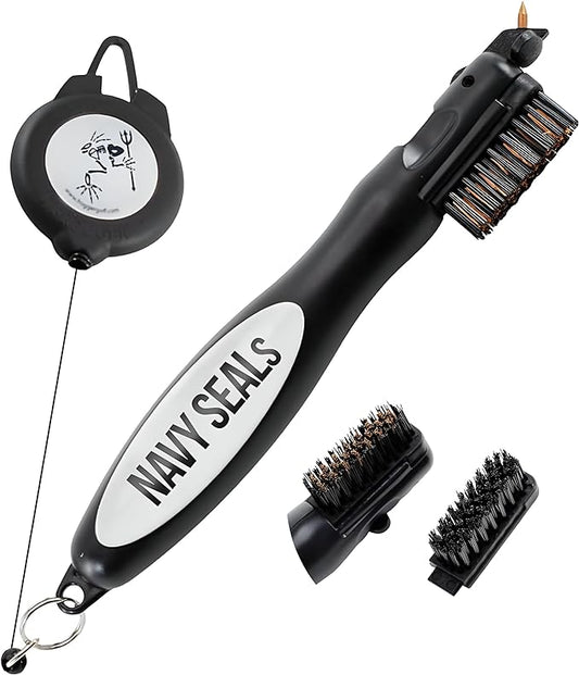Frogger BrushPro Golf Club Cleaner with Ergonomic Grip and 2.5 ft. Retractable Cord, Sturdy Golf Club Brush and Groove Cleaner for Golfers, Golf Dad