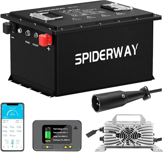 48V 150Ah Lithium Battery Golf Cart with 25A Charger, 48V LiFePO4 Battery, LCD Monitor & Mobile APP, 6000+ Cycles 48V Golf Cart Battery, Built-in 200A BMS, Max 10.24kW Output, Perfect for Golf Carts