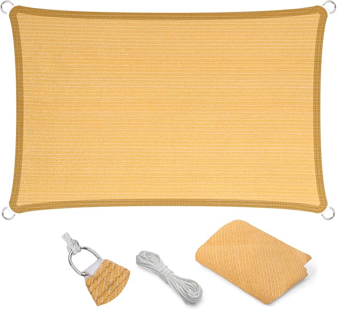 Eden's Decor Straight Flat-Edged Sun Shade Sail Rectangular 5' x 9' Wheat by EdensDecorInc