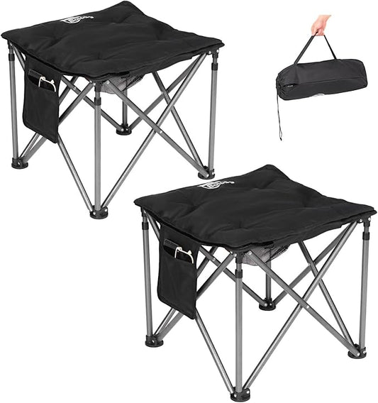 2 Pack Camping Stool with Removable Padded Folding Outdoor Stool Camping Stool Padded Oversized Ottoman Camping Chair Foot Rest Camp Stool Folding Stools
