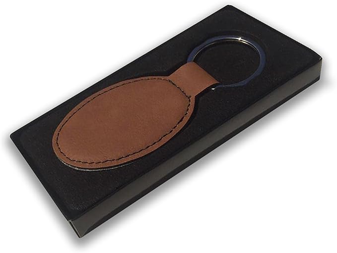 LaserGram Oval Keychain, Golf Ball, Personalized Engraving Included (Dark Brown)