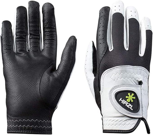 HIRZL Trust Control 2.0 Golf Glove, All Weather Mens Golf Glove, White/Black, Kangaroo Leather Palm, Cabretta Leather Backhand, Trusted by Pro’s, Sweat Free, Ultimate Grip
