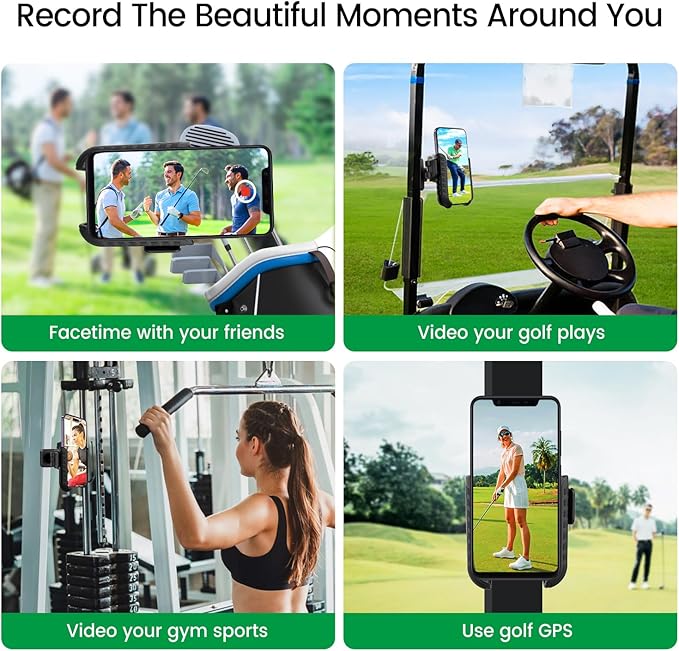Golf Cart Phone Mount Holder Compatible with iPhone Galaxy Google Pixel Motorola, Golf Magnetic Phone Holder Compatible with Golf Cart EZGO Club Car Yamaha, Ultra Strength Magnets Cell Phone Caddy