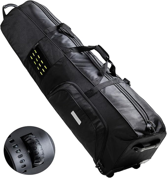 Golf Travel Bag with Wheels - Airline-Approved Heavy Duty Oxford Golf Case for Clubs, Cart&StandBag, Soft-Sided Waterproof Cover