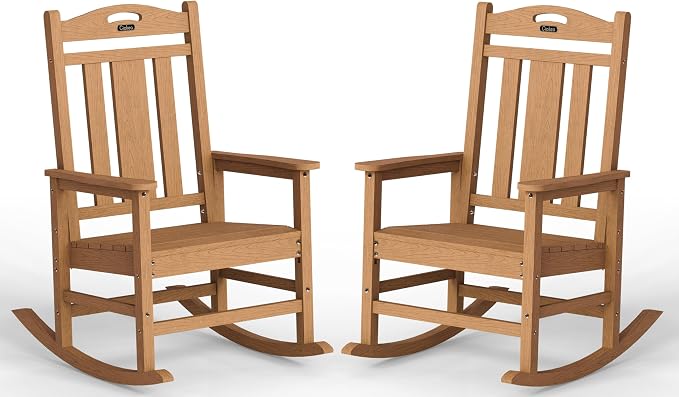 Oversized Outdoor Rocking Chairs Set of 2, 380lbs Heavy-Duty Large Patio Rocker by CIOKEA