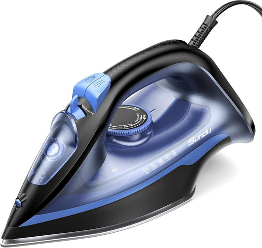 Iron Steamer for Clothes, Ceramic Soleplate, 500 Microsteam Holes, Powerful Steam Iron, Adjustable Steam, Burst of Steam, Self-Clean, Anti-Calc, Lightweight, Leakproof, Long-Lasting Steam