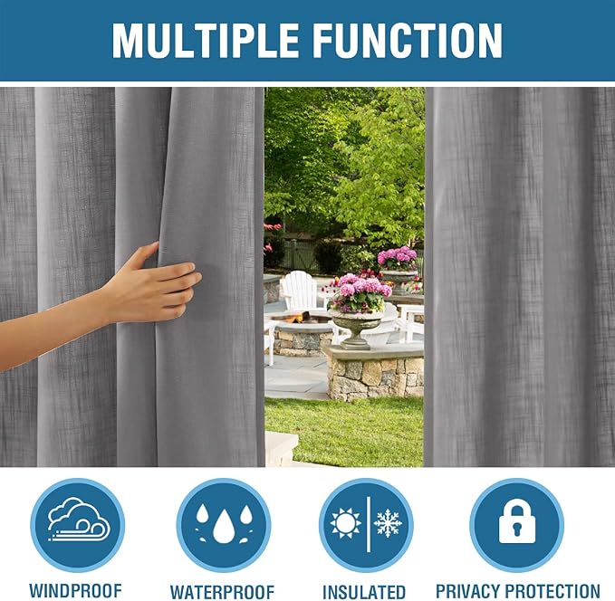 H.VERSAILTEX Linen Look Outdoor Curtains Waterproof - Image 5