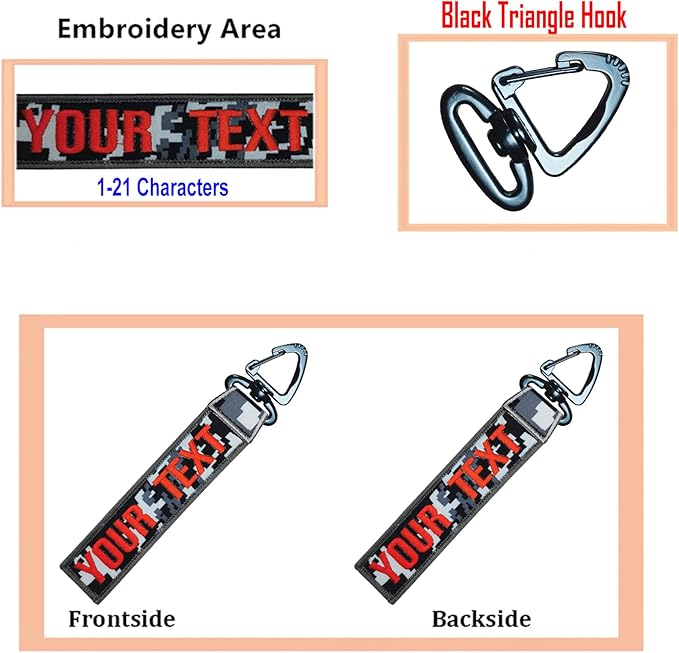 Custom Luggage Tags, Custom Personalized Luggage tag Name, Embroidery Key Ring Accessories for Car, Luggage, Crate,Gear