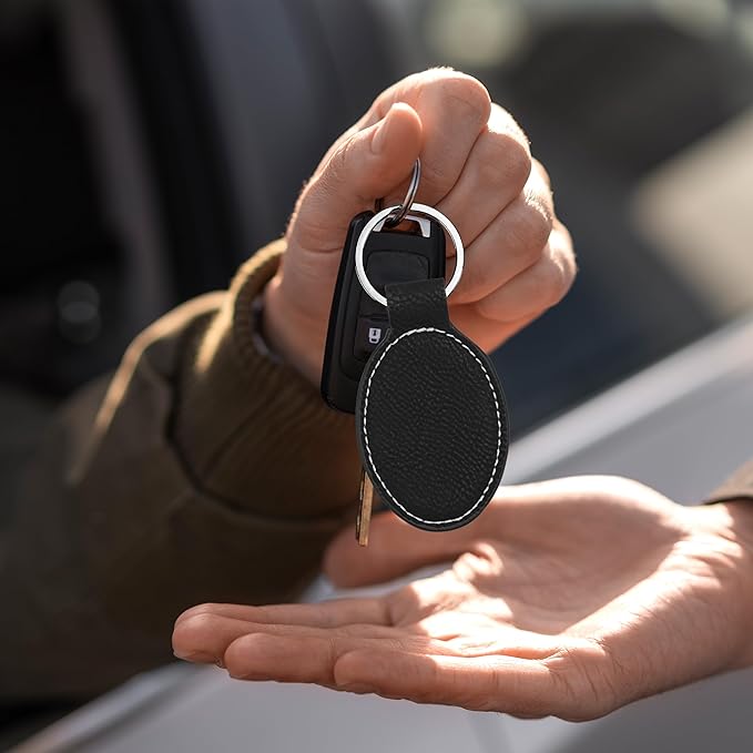 LaserGram Oval Keychain, Sunflowers, Personalized Engraving Included