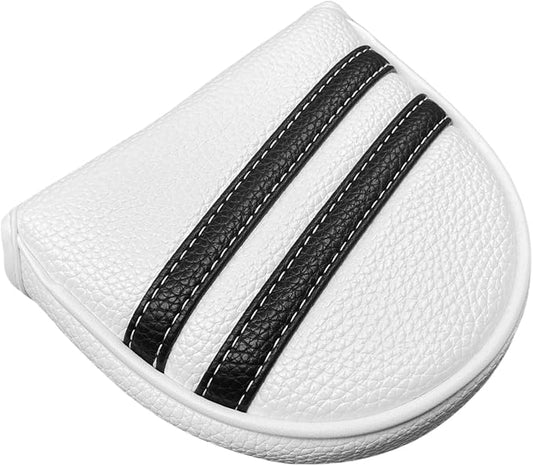 Golf Mallet Putter Cover Headcover Magnetic Style, Black or White Golf Putter Cover for Mallet Style Putters, PU Leather Mallet Headcover Protective Case fits for Odyssey 2 Ball, Stroke Lab