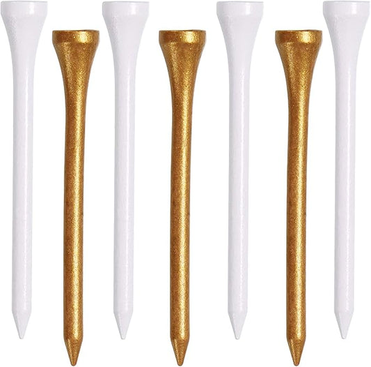 Golf Tees, 3 1/4Inch, 77 Count,Professional Deluxe Wooden Golf Tee, More Than 20 Colors Combination, Natural Hard Wood Golf Tee