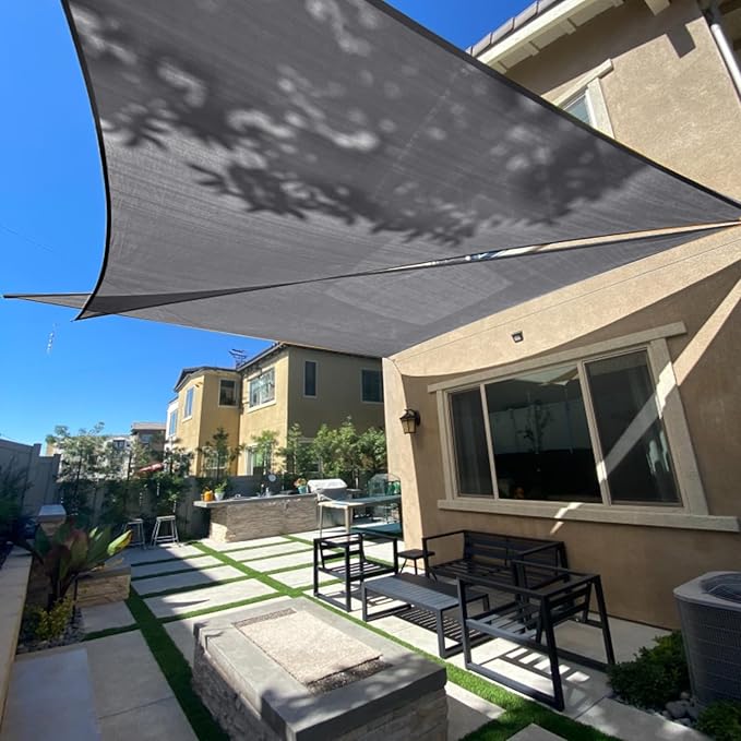 Sun Shade Sail 7' x 13' x 14.8' Dark Grey Rectangle Canopy Sail Shade Cover UV by SUNLAX