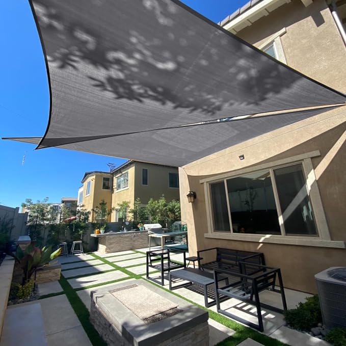 Sun Shade Sail 10' x 20' x 22.4' Dark Grey Rectangle Canopy Sail Shade Cover UV by SUNLAX