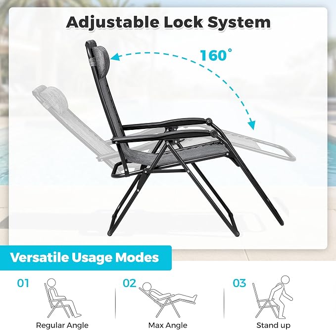 Homall Zero Gravity Chair Patio Folding Lawn Lounge Reclining Chair | - Image 6